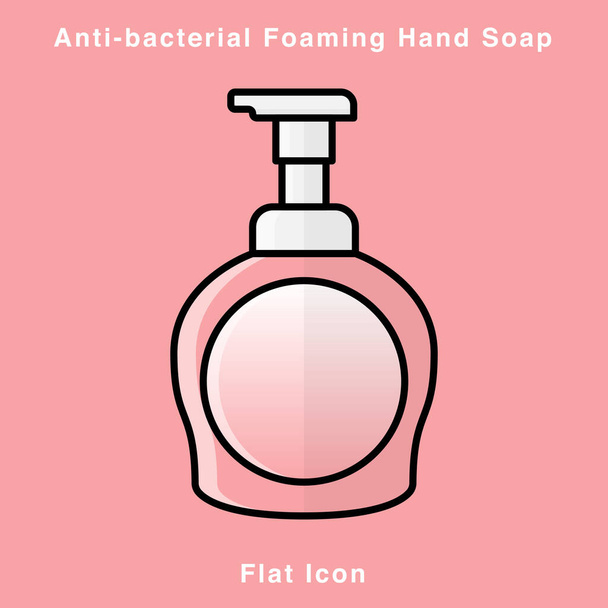 Bakteriális habzásgátló szappan. Kézfertőtlenítő. Alkohol alapú kézdörzsölés. Alkoholt dörzsölök. Szappanadagoló. Védelem a baktériumok, mint például a koronavírus (Covid-19) ikon design - Vektor, kép
