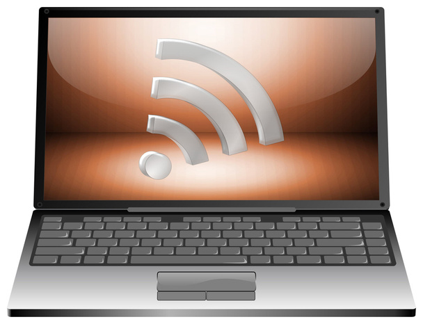 Laptop com símbolo Wi-Fi wlan sem fio
 - Foto, Imagem