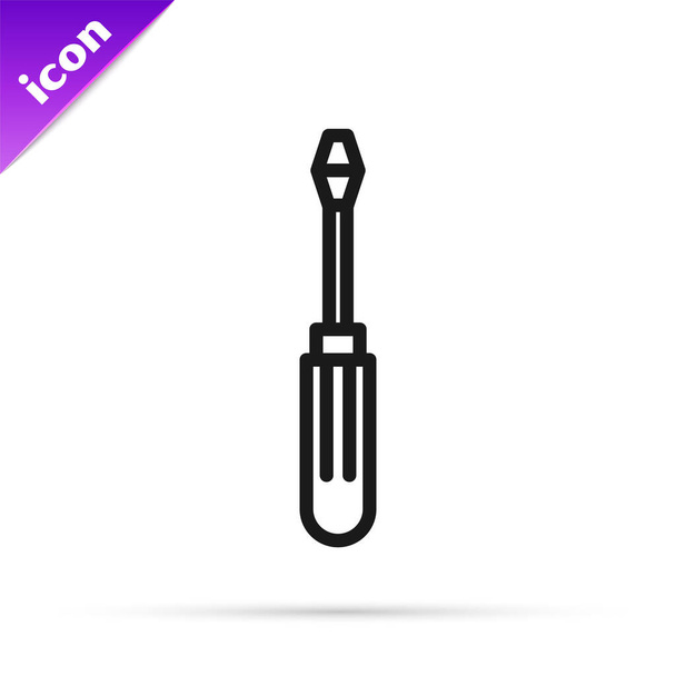 Black line Screwdriver icon isolated on white background. Service tool symbol. Vector Illustration - Vector, Image