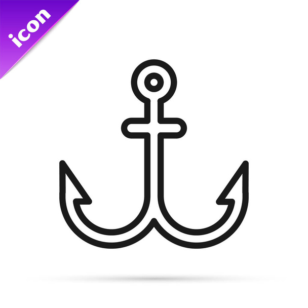 Black line Anchor icon isolated on white background. Vector Illustration - Vector, Image