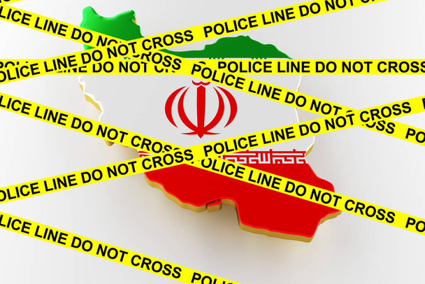 Iran crime concept, police investigation. 3D map of Iran. 3d rendering - Fotoğraf, Görsel