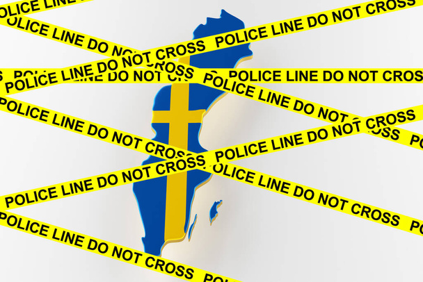 Sweden crime concept, police investigation. 3D map of Sweden. 3d rendering - Photo, Image