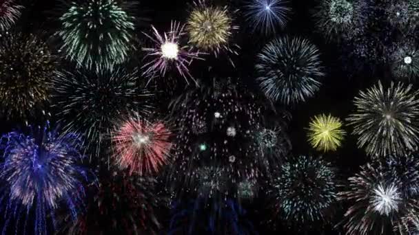 Colorful firework lights in the night sky - Felvétel, videó