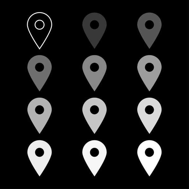 Placeholder conjunto de símbolos planos, iconos de vector de ubicación
 - Vector, Imagen