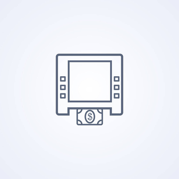 Cash machine, atm, vector best gray line icon on white background , EPS 10 - Vector, Image