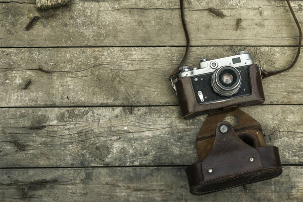 Old photographic equipment, can be used as a background, web banner with space for text - Photo, Image