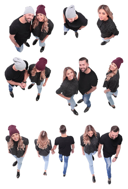 top view. image of modern different young people - Foto, afbeelding