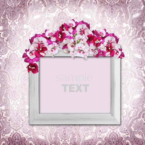Vintage elegance background with frame and flowers - Photo, image