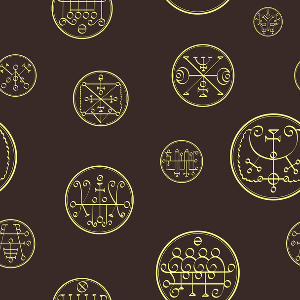 Seamless vector pattern with symbols of demons - Вектор,изображение