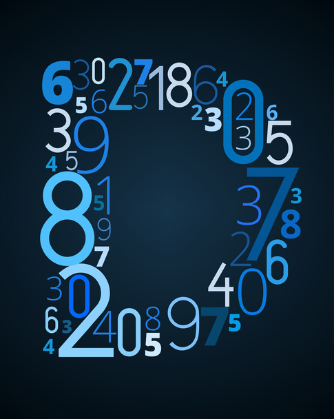Letter D, vector font from numbers - Vector, Image
