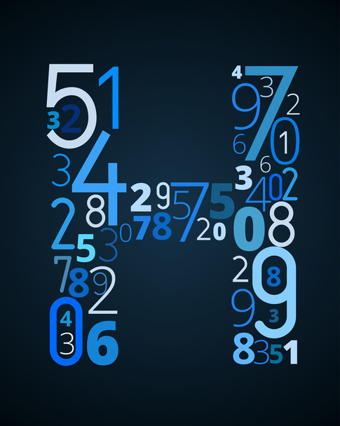 Letter H, vector font from numbers - Vector, Image