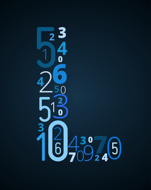 Letter L, vector font from numbers - Vector, Image