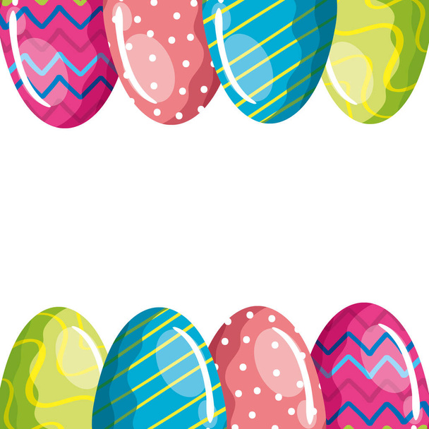 rámeček roztomilých vajíček Velikonoce zdobené - Vektor, obrázek