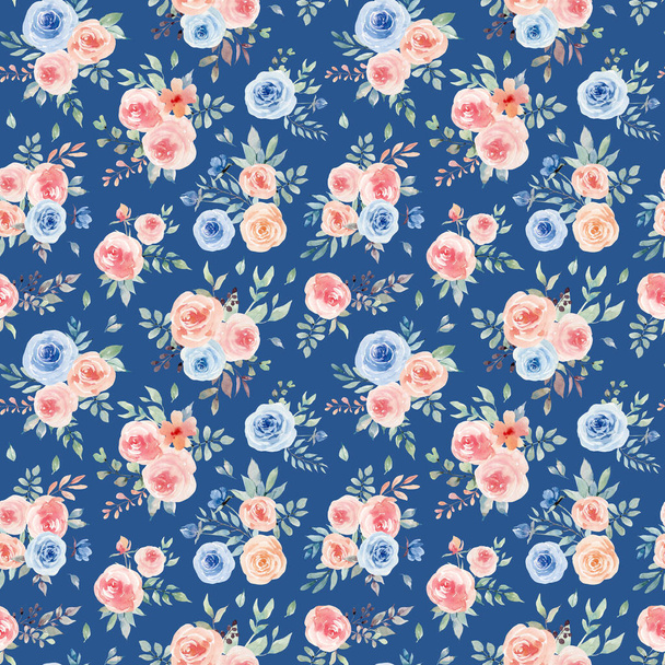 watercolor flowers seamless pattern. Watercolour decoration pattern. Vintage watecolour background. Perfect for wallpaper, fabric design, wrapping paper, digital paper. - Fotoğraf, Görsel