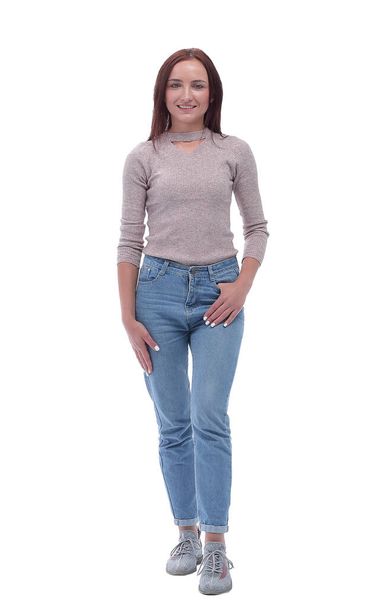 in full growth. attractive young woman in comfortable casual clothes - Photo, Image