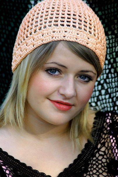 portrait of a beautiful young woman in a hat - Zdjęcie, obraz
