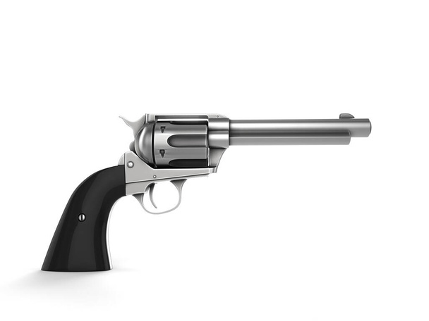 Pistolet revolver métal argenté vintage - vue latérale
 - Photo, image