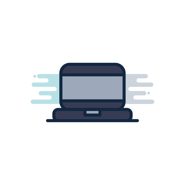 Isolated digital laptop line fill block style icon vector design - ベクター画像