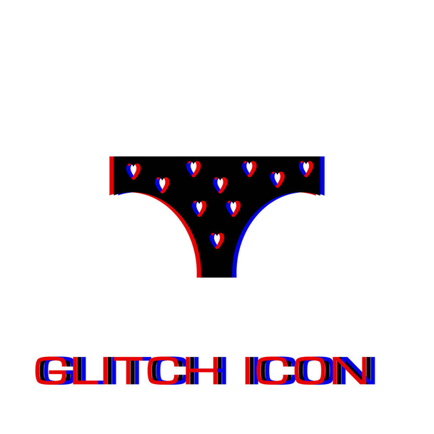 Kalhotky pro ženy v ikoně srdce. Jednoduchý piktogram-efekt Glitch. Symbol vektorového obrázku - Vektor, obrázek