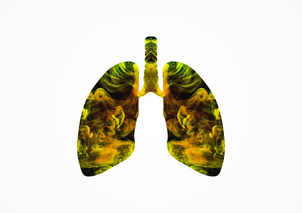 Ciğerler dumanla dolu, sigaralar ciğerleri nasıl etkiliyor. - Fotoğraf, Görsel