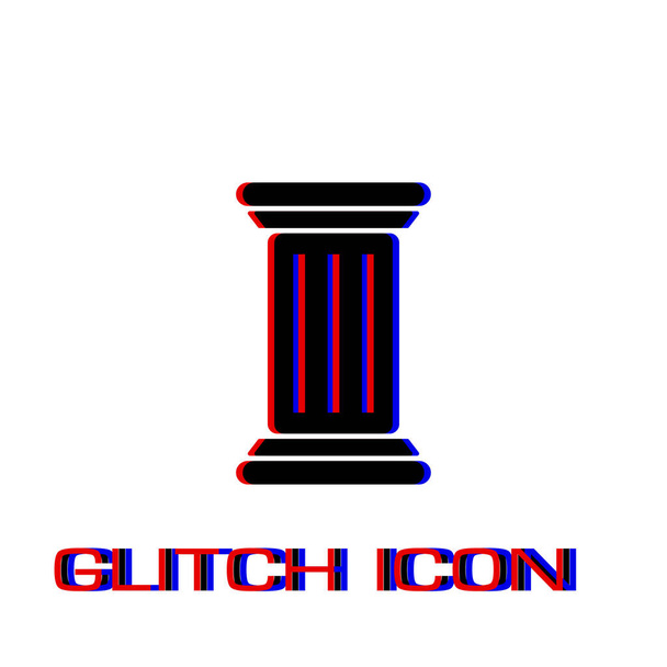 Antique Column icon flat. Simple pictogram - Glitch effect. Vector illustration symbol - Vector, Image