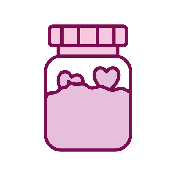 hearts inside jar line and fill style icon vector design - Vecteur, image
