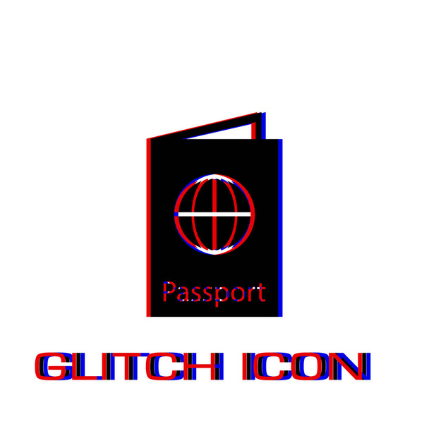 Passport icon flat. Simple pictogram - Glitch effect. Vector illustration symbol - Vector, Image