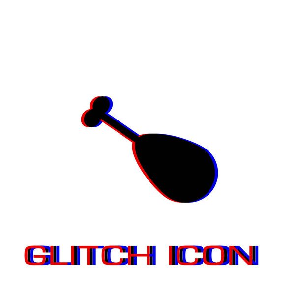 Geroosterd kippenpoot icoon plat. Eenvoudig pictogram-glitch effect. Vector illustratie symbool - Vector, afbeelding
