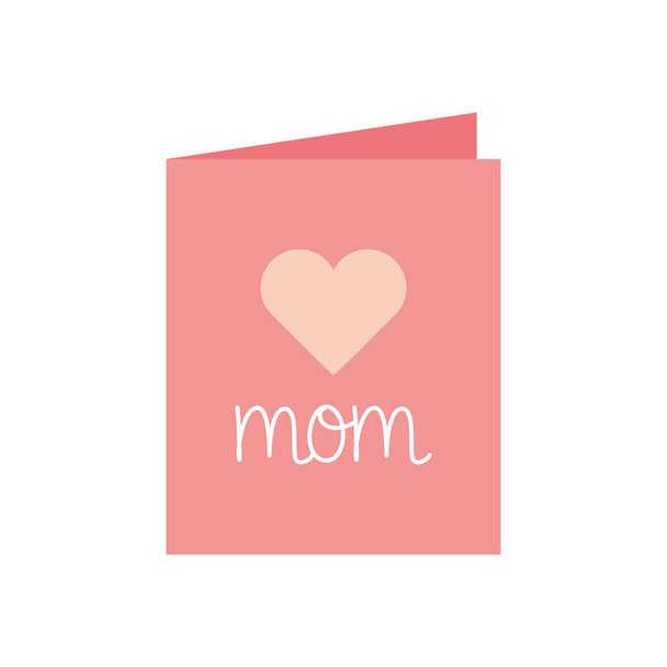 mom card with heart flat style icon vector design - Διάνυσμα, εικόνα