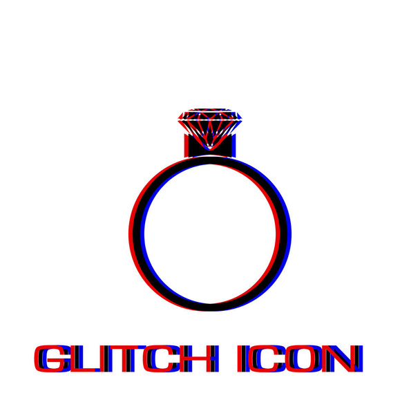 Icona anello diamante piatto. Pittogramma semplice - Effetto difetto. Simbolo dell'illustrazione vettoriale
 - Vettoriali, immagini