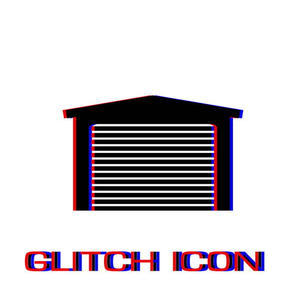 Garage icon flat. Simple pictogram - Glitch effect. Vector illustration symbol - Vector, Image