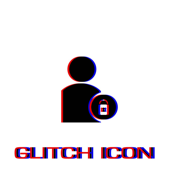 Fatuskó felhasználó ikon lakás. Egyszerű piktogram-glitch-hatás. Vektoros illusztráció szimbólum - Vektor, kép