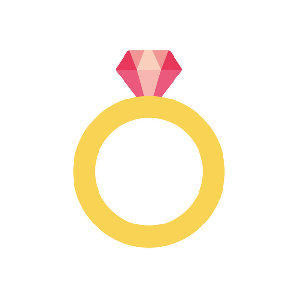 Anel de diamante isolado design vetor ícone estilo plano
 - Vetor, Imagem