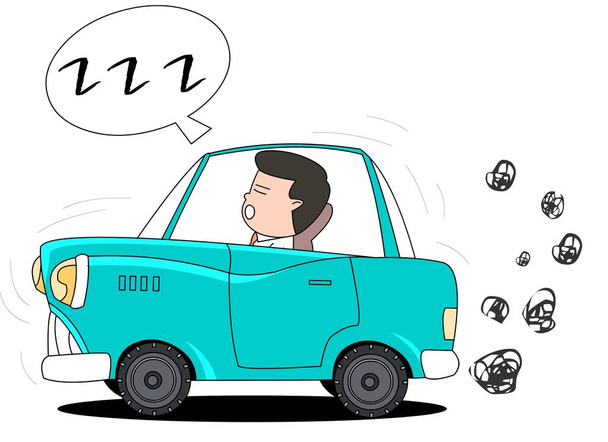 Car engine start The driver who sleeps on - Vector, Image