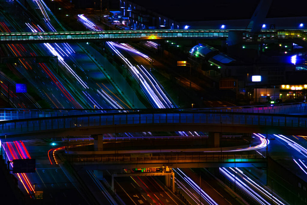 Noční dálnice v městském městě v Tokiu - Fotografie, Obrázek