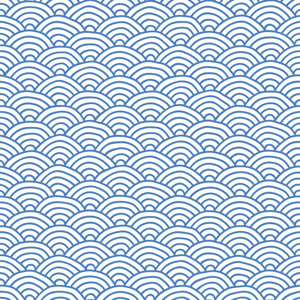 Traditional Japanese Folk Seigaiha Pattern - Vector Seamless Background - Vector, Image