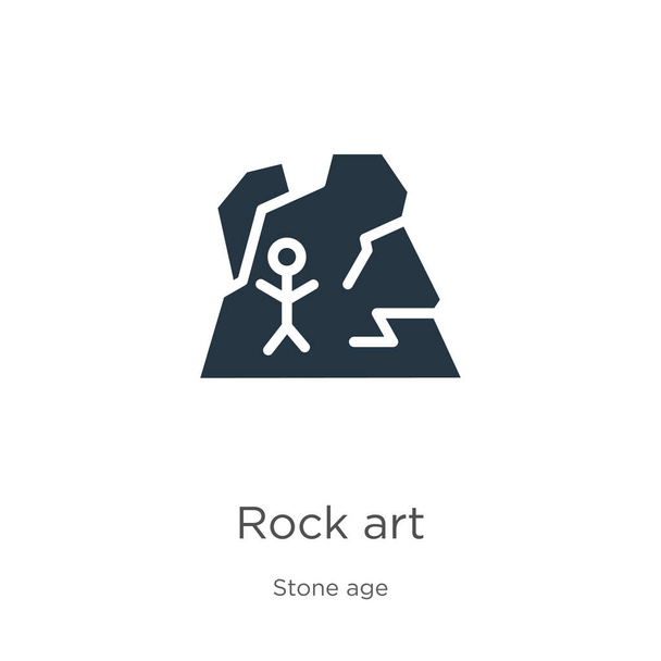 Vettore icona Rock Art. Elegante icona dell'arte rupestre piatta dalla collezione di età della pietra isolata su sfondo bianco. Illustrazione vettoriale può essere utilizzato per la progettazione grafica web e mobile, logo, eps10 - Vettoriali, immagini