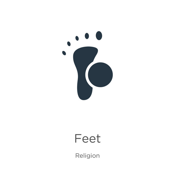 足のアイコンベクトル。白い背景に隔離された宗教コレクションから流行の平らな足のアイコン。ベクターイラストは、ウェブやモバイルグラフィックデザイン、ロゴ、 eps10に使用できます。 - ベクター画像