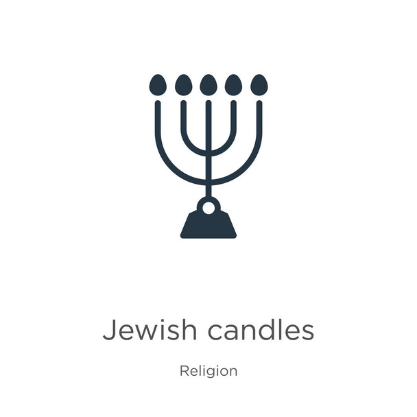 Vetor de ícone de velas judaicas. Ícone de velas judaicas na moda plana da coleção religião isolada no fundo branco. Ilustração vetorial pode ser usado para web e design gráfico móvel, logotipo, eps10
 - Vetor, Imagem