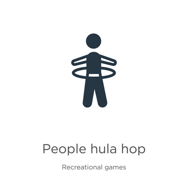 Ludzie hula hop wektor ikony. Modne płaskie ludzie hula hop ikona z kolekcji gier rekreacyjnych izolowane na białym tle. Ilustracja wektorowa może być używana do projektowania graficznego sieci web i mobile, logo, - Wektor, obraz