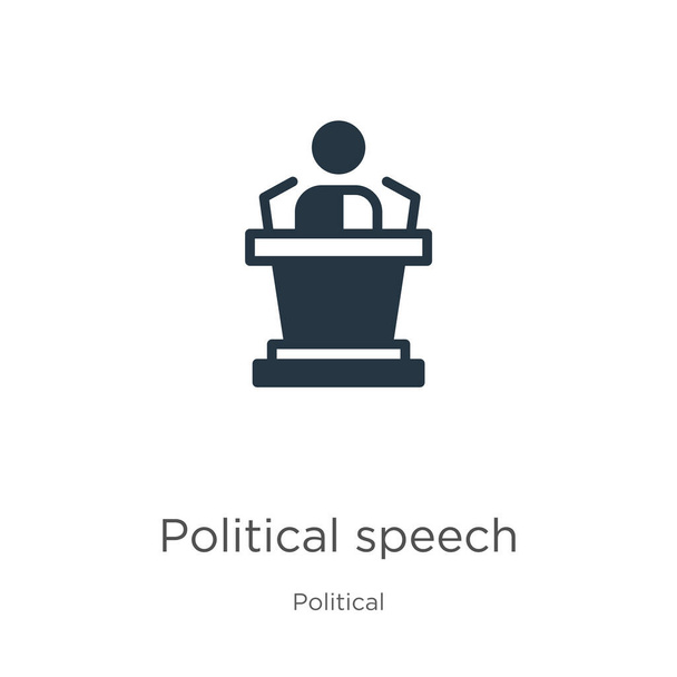 政治スピーチアイコンベクトル。白い背景に隔離された政治的コレクションからのトレンディなフラット政治スピーチアイコン。ベクターイラストは、ウェブやモバイルグラフィックデザイン、ロゴ、 eps10に使用できます。 - ベクター画像