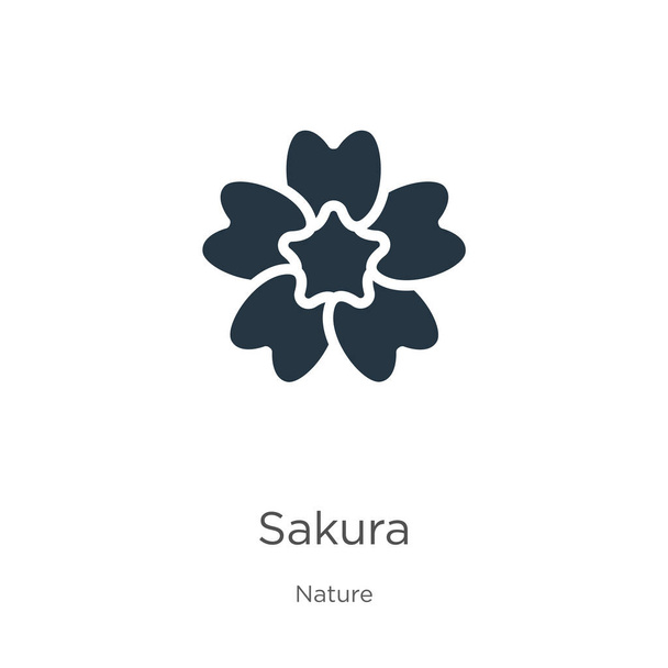 Sakura ikon vektörü. Beyaz arka planda izole edilmiş doğa koleksiyonundan moda düz sakura ikonu. Vektör illüstrasyonu web ve mobil grafik tasarımı, logo, eps10 için kullanılabilir - Vektör, Görsel