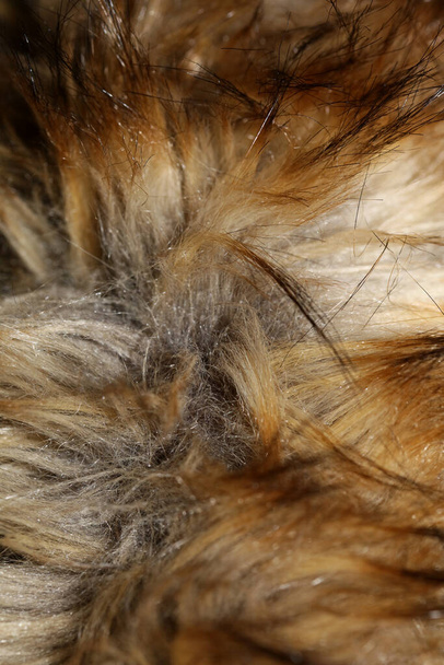 Artificial brown jacket hairs macro background stock photography high quality - Photo, Image