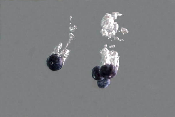 Blueberry water splash on white background - Photo, image