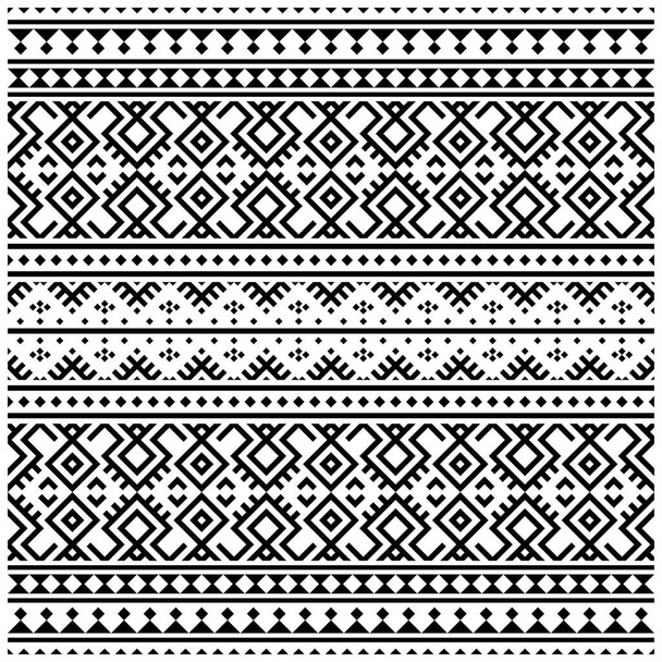Ethnic αδιάλειπτη μοτίβο μαύρο λευκό χρώμα, αφηρημένη γεωμετρική απεικόνιση φόντου, υφασμάτινο μοτίβο - Διάνυσμα, εικόνα
