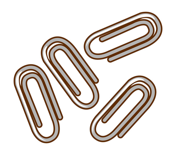 Four paper clips on white background illustration - Vector, Image