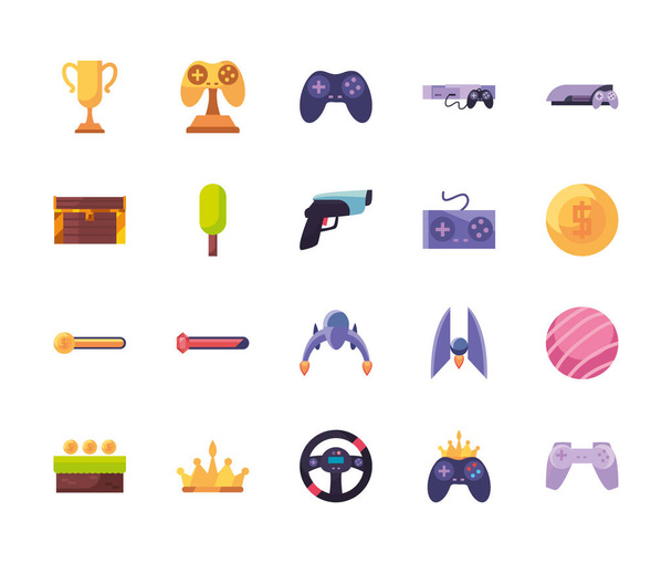 Isolated videogame line style icon set vector design - Vector, Image