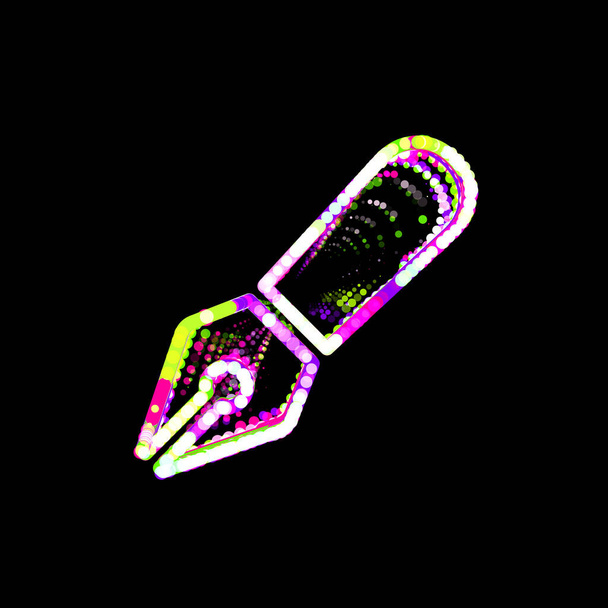 Szimbólum toll divatos sokszínű körök és csíkok. UFO zöld, lila, rózsaszín   - Fotó, kép