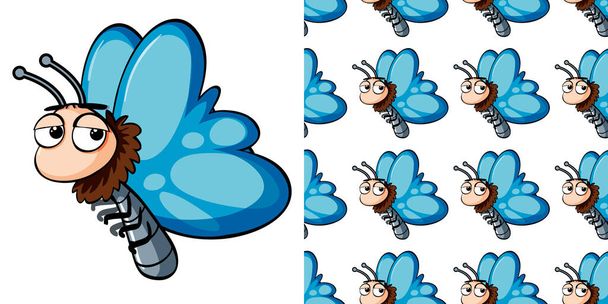 Бесшовный дизайн фона с красивой иллюстрацией бабочки
 - Вектор,изображение