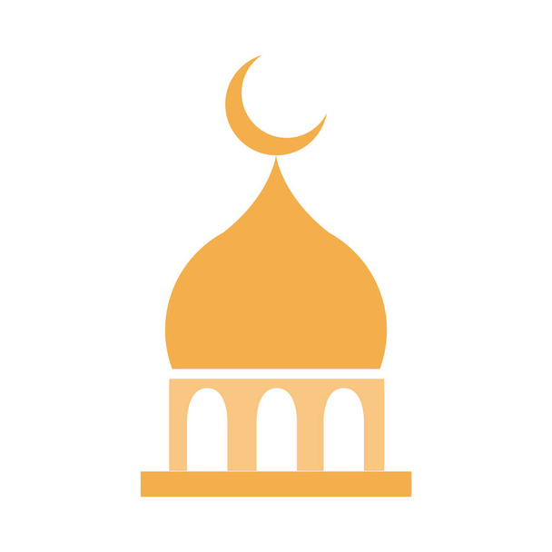 mezquita luna templo ramadán árabe islámico celebración tono color icono
 - Vector, Imagen